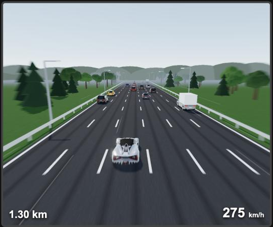 Countryside highway with trees and traffic