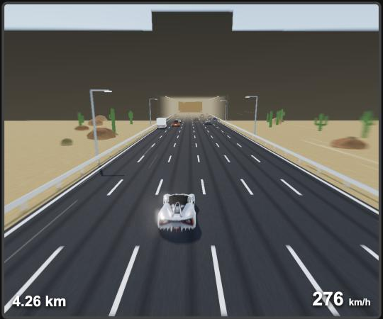 Desert road heading into a tunnel